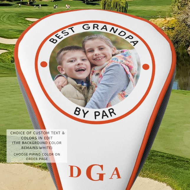 BEST GRANDPA BY PAR Photo Monogram Orange Golf Head Cover (Creator Uploaded)