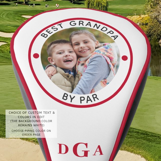 BEST GRANDPA BY PAR Photo Monogram Red Golf Head Cover (Creator Uploaded)