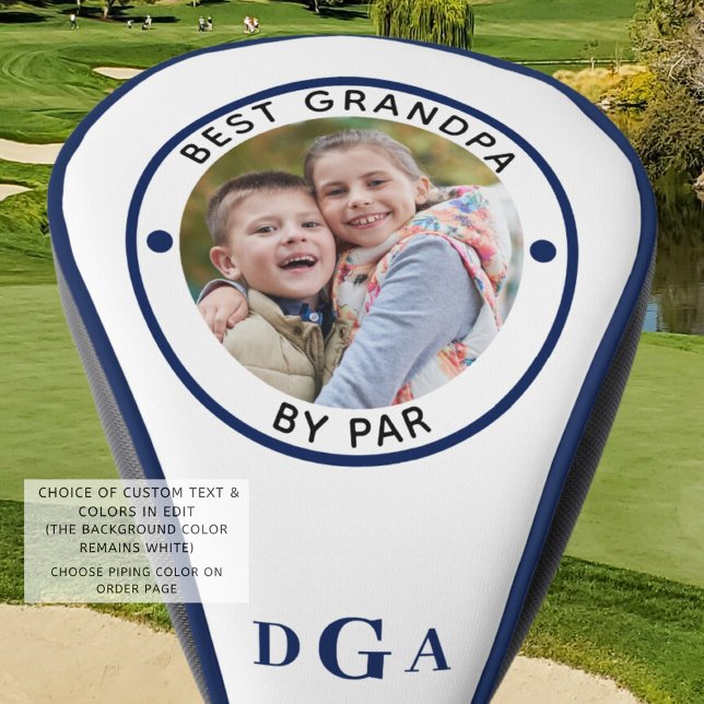 BEST GRANDPA BY PAR Photo Monogram Royal Blue Golf Head Cover (Creator Uploaded)