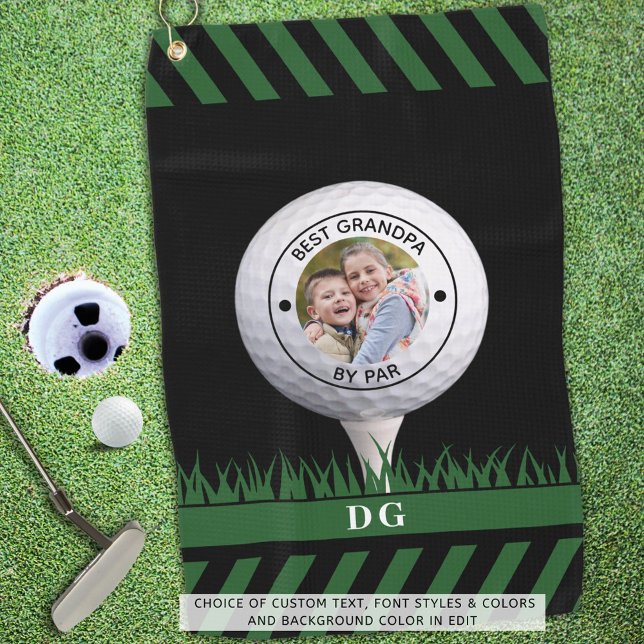 Best Grandpa By Par Photo Personalised Golf Towel (Creator Uploaded)