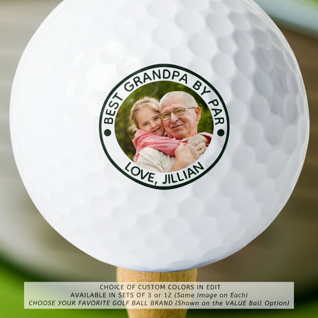 BEST GRANDPA BY PAR Photo Personalised Green Golf Balls (Creator Uploaded)
