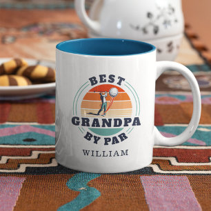 Best Grandpa By Par Retro Birthday Custom Two-Tone Coffee Mug