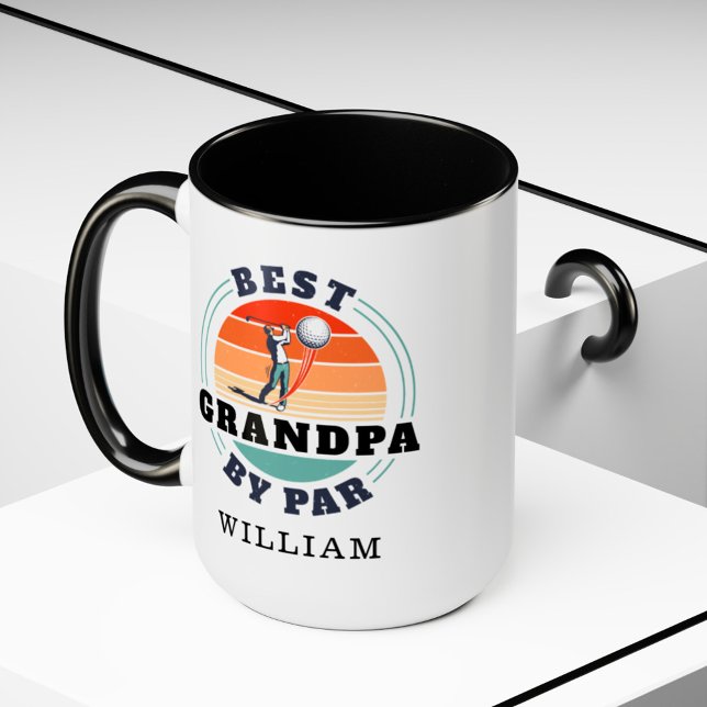 Best Grandpa By Par Retro Birthday Personalised Mug (Personalized Grandpa Golfer Mug)
