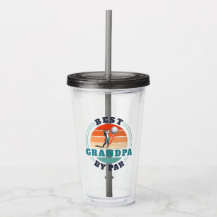 Best Grandpa By Par Retro Custom Fathers Day Logo Acrylic Tumbler