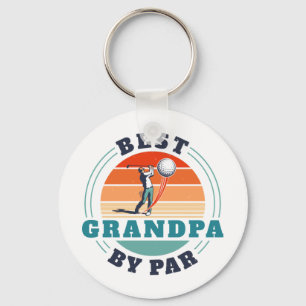 Best Grandpa By Par Retro Custom Fathers Day Logo Key Ring