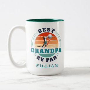 Best Grandpa By Par Retro Golfing Gifts Holiday Two-Tone Coffee Mug