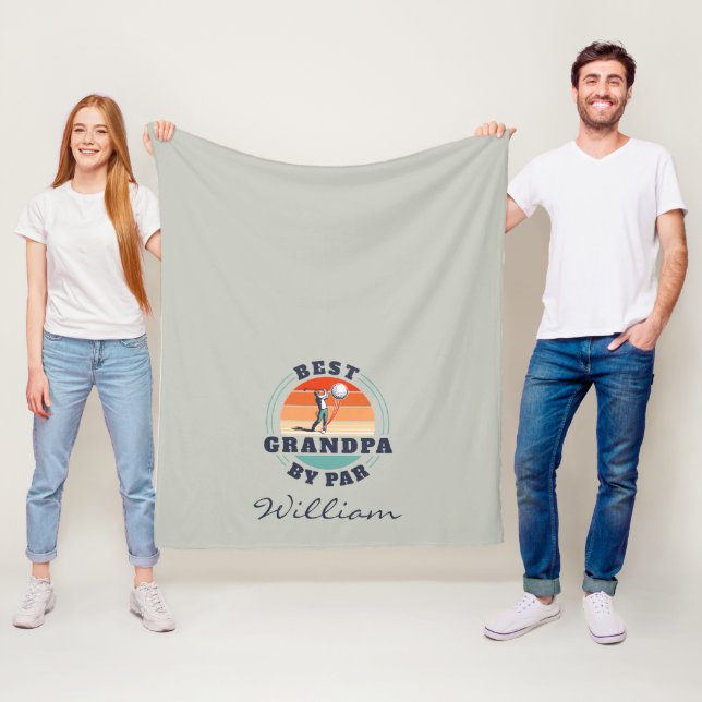 Best Grandpa By Par Retro Golfing Keepsake Fleece Blanket (In Situ)