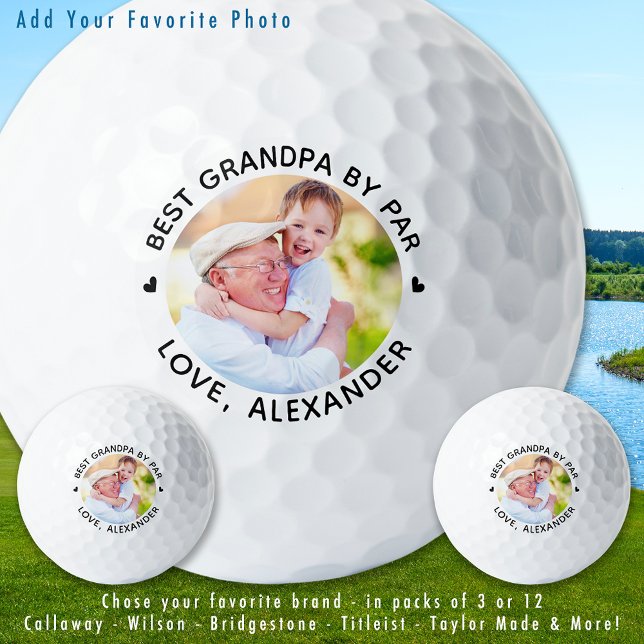 Best GRANDPA By Par Simple Personalised Photo Golf Balls (Creator Uploaded)
