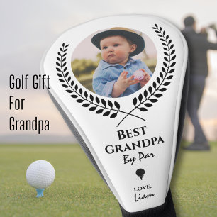 Best Grandpa By Par Sports Wreath Photo Golf Head Cover