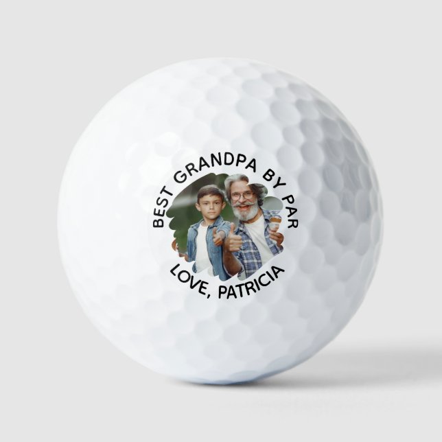 Best Grandpa by Par with Custom Photo Father's Day Golf Balls (Front)