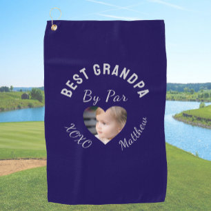 Best Grandpa Custom Kids Photo Blue Golf Towel