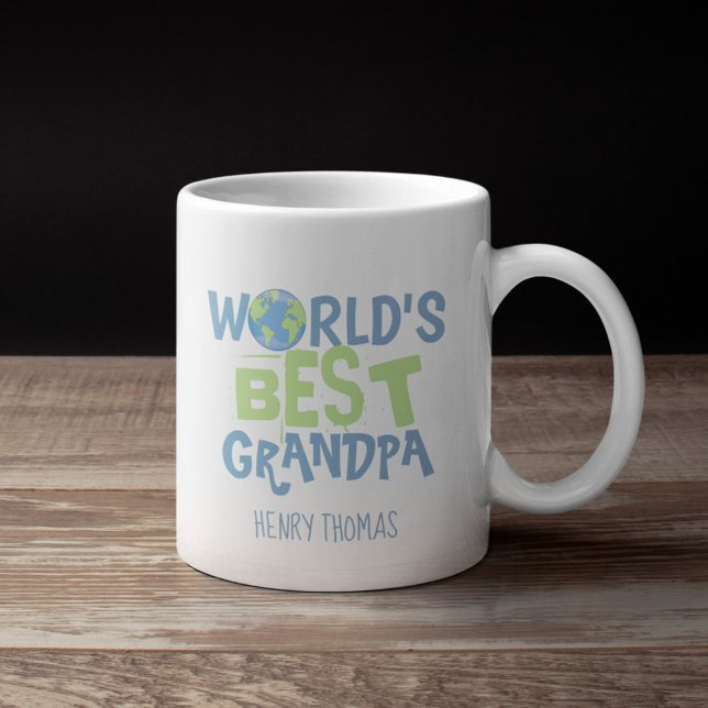Best Grandpa Cute Modern World Typography  Coffee Mug (Creator Uploaded)