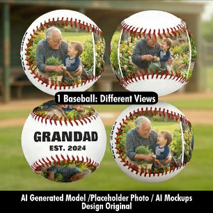 Best Grandpa Established Bold Photo Collage Baseball