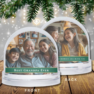 Best Grandpa Ever 2-Photo Grandkids Christmas Gift Snowglobe