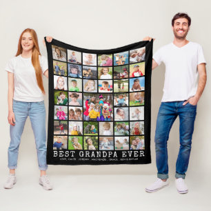 BEST GRANDPA EVER 39 Photo Collage Your Colour Fleece Blanket