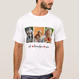 Best Grandpa Ever 3 Photo Custom T-Shirt