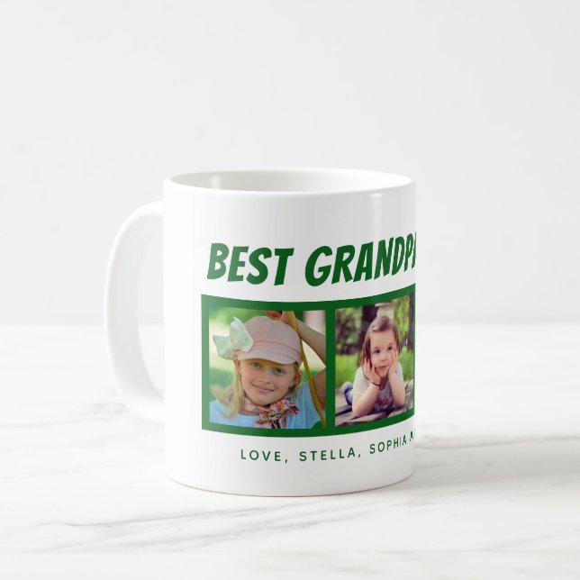 Best Grandpa Ever 3 Photos Coffee Mug (Front Left)