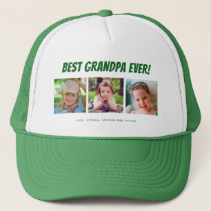 Best Grandpa Ever 3 Photos Trucker Hat