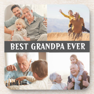 Best Grandpa Ever 4 Photo Collage Create Your Own  Coaster