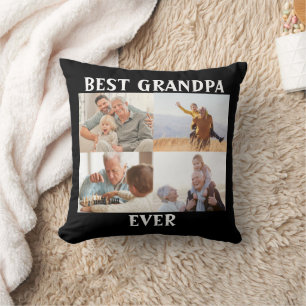 Best Grandpa Ever 4 Photo Collage Create Your Own Cushion