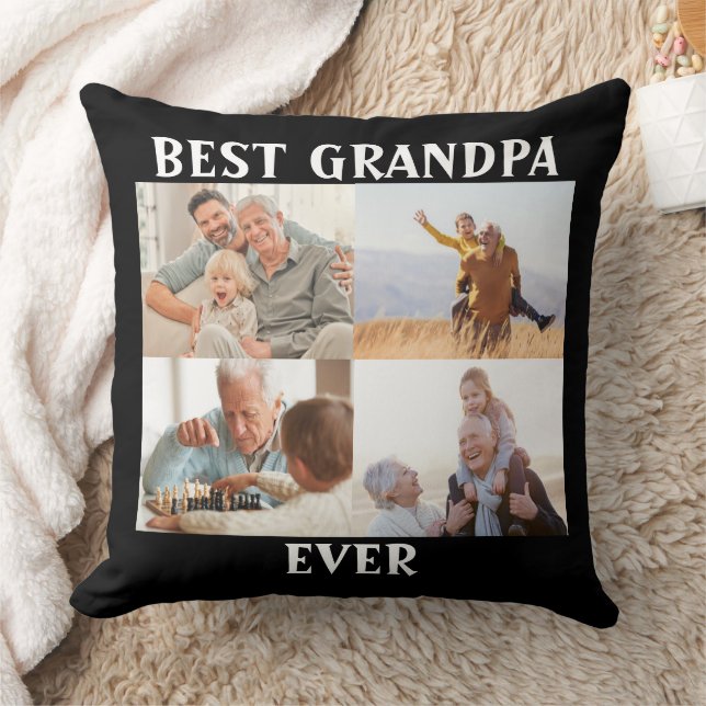 Best Grandpa Ever 4 Photo Collage Create Your Own  Cushion (Blanket)