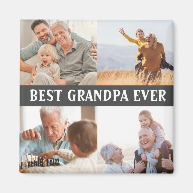Best Grandpa Ever 4 Photo Collage Create Your Own  Magnet (Front)