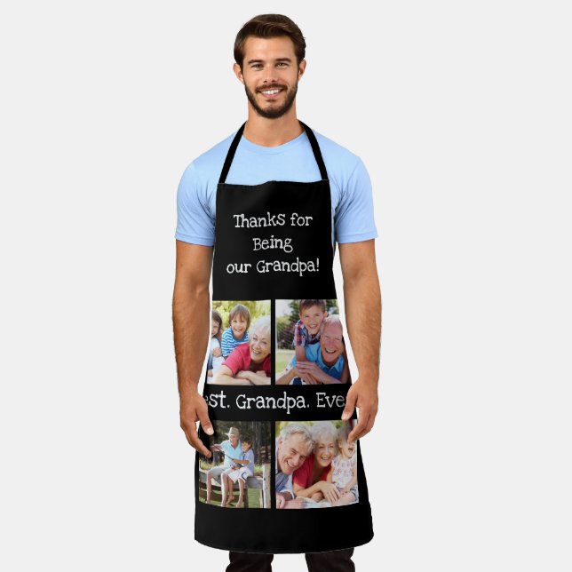 Best Grandpa Ever 4 Photo Collage Fun Keepsake Apron (Worn)