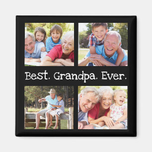 Best Grandpa Ever 4 Photo Collage Fun Keepsake Magnet
