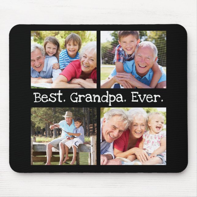 Best Grandpa Ever 4 Photo Collage Fun Keepsake Mouse Mat (Front)