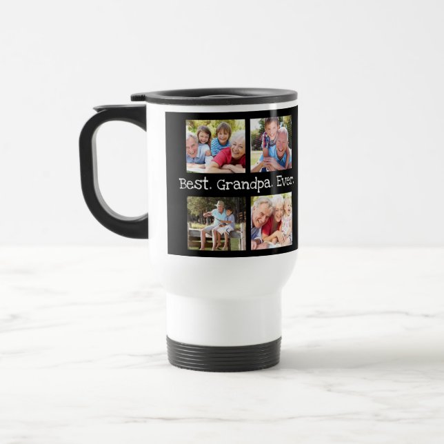Best Grandpa Ever 4 Photo Collage Fun Keepsake Travel Mug (Left)