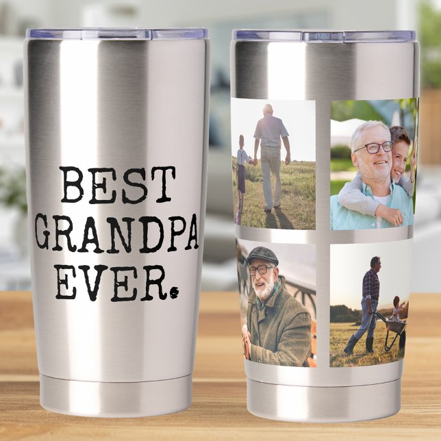 Best Grandpa Ever 4 Photo Collage Insulated Tumbler (Creator Uploaded)