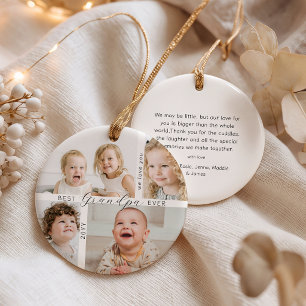 Best Grandpa Ever 4 Photo Grandchildren Christmas Ceramic Tree Decoration