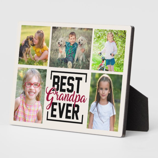 Best Grandpa Ever 5 Family Photo Collage Plaque (Side)
