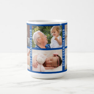 Best Grandpa Ever 6 Photo Custom Collage blue Coffee Mug