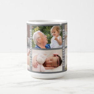 Best Grandpa Ever 6 Photo Custom Collage Grey Coffee Mug