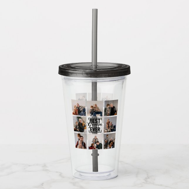 Best Grandpa Ever 8 Photo Collage  Acrylic Tumbler (Front)