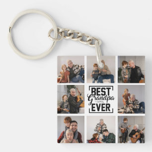 Best Grandpa Ever 8 Photo Collage Keychain