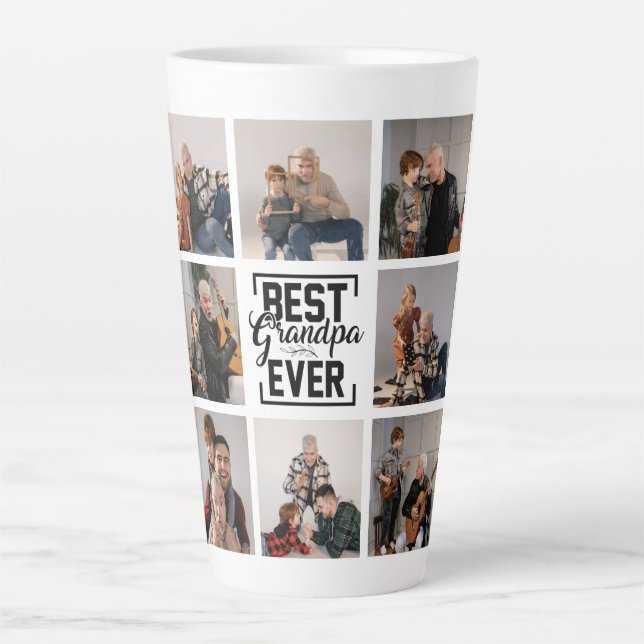 Best Grandpa Ever 8 Photo Collage  Latte Mug (Front)