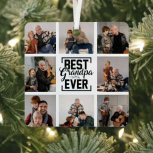 Best Grandpa Ever 8 Photo Collage  Metal Ornament