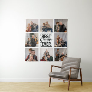 Best Grandpa Ever 8 Photo Collage  Tapestry