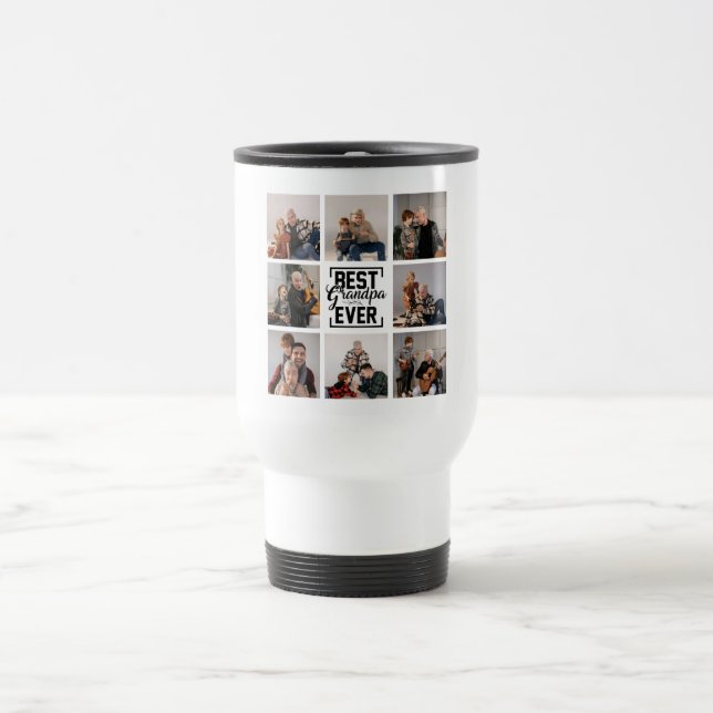 Best Grandpa Ever 8 Photo Collage  Travel Mug (Center)
