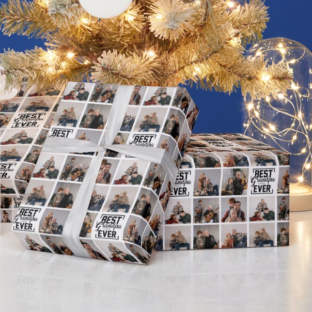 Best Grandpa Ever 8 Photo Collage  Wrapping Paper (Holidays)
