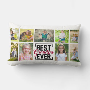 Best Grandpa Ever 9 Family Photo Collage Lumbar Cushion