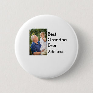 Best Grandpa ever add photo name classic elegant 6 Cm Round Badge