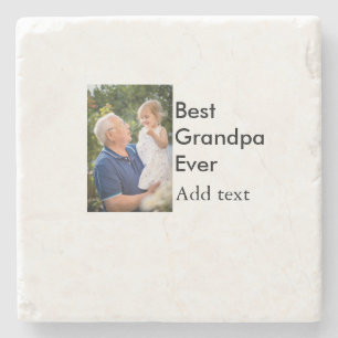 Best Grandpa ever add photo name classic elegant Stone Coaster