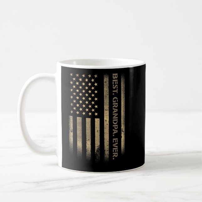 Best Grandpa Ever American Usa Grunge Flag Father' Coffee Mug (Left)