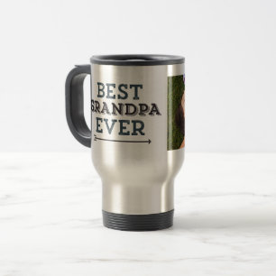 Best Grandpa Ever Arrow Custom Photo Travel Mug