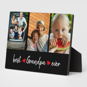 Best Grandpa Ever Black 3 Photo Custom Plaque