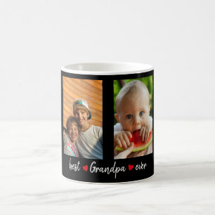 Best Grandpa Ever Black 4 Photo Custom  Coffee Mug