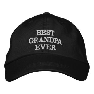 Best Grandpa Ever black white custom text modern Embroidered Hat
